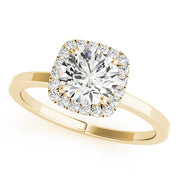 Regal Halo Round Diamond Engagement Ring in 10K/14K gold and platinum with certified lab-grown or natural diamonds