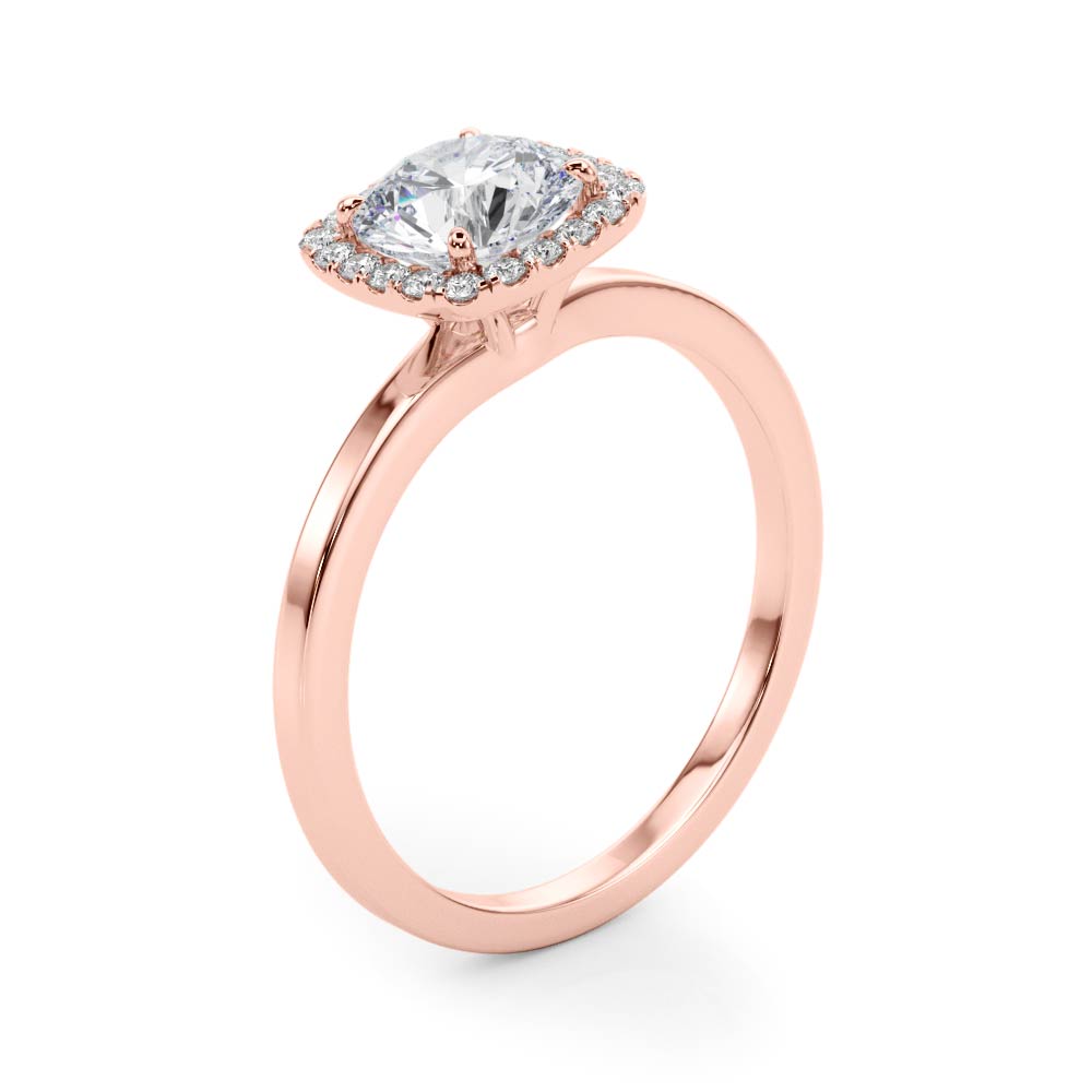 Regal Halo Round Diamond Engagement Ring in 10K/14K gold and platinum with certified lab-grown or natural diamonds