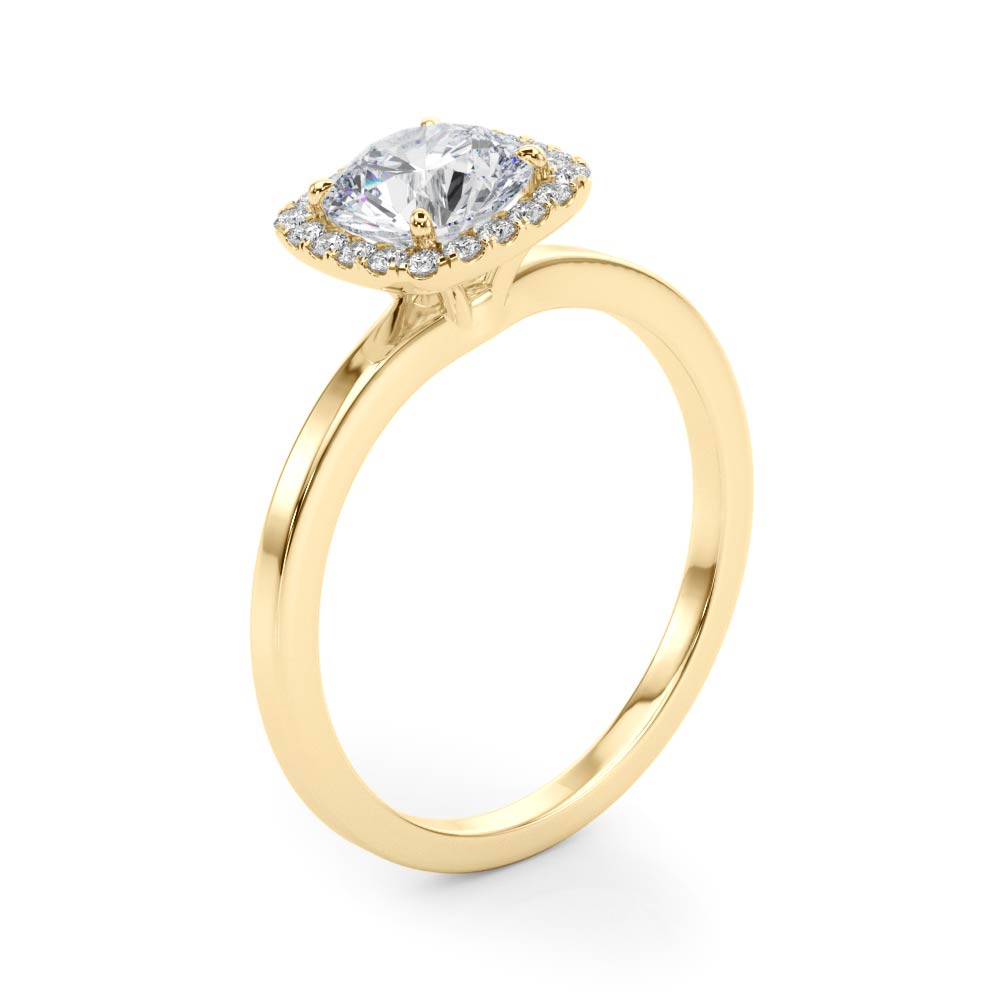 Regal Halo Round Diamond Engagement Ring in 10K/14K gold and platinum with certified lab-grown or natural diamonds