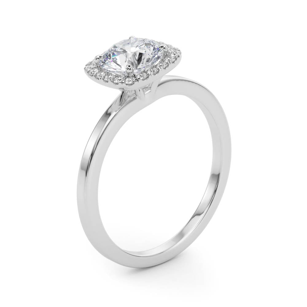 Regal Halo Round Diamond Engagement Ring in 10K/14K gold and platinum with certified lab-grown or natural diamonds