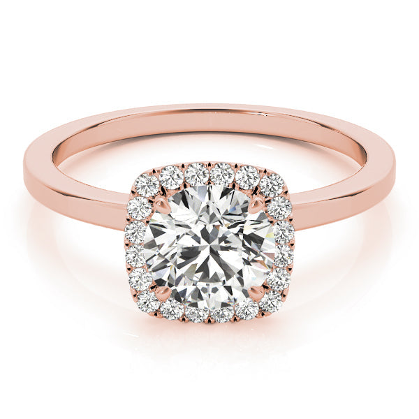 Regal Halo Round Diamond Engagement Ring in 10K/14K gold and platinum with certified lab-grown or natural diamonds