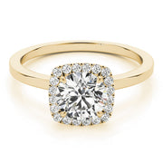 Regal Halo Round Diamond Engagement Ring in 10K/14K gold and platinum with certified lab-grown or natural diamonds