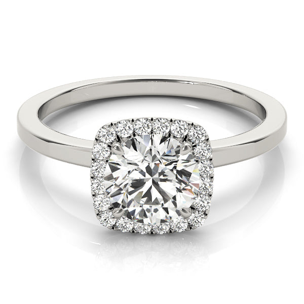 Regal Halo Round Diamond Engagement Ring in 10K/14K gold and platinum with certified lab-grown or natural diamonds