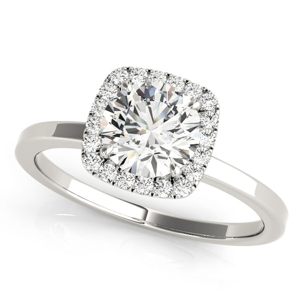Regal Halo Round Diamond Engagement Ring in 10K/14K gold and platinum with certified lab-grown or natural diamonds