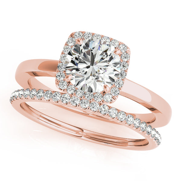 Regal Halo Round Diamond Engagement Ring in 10K/14K gold and platinum with certified lab-grown or natural diamonds