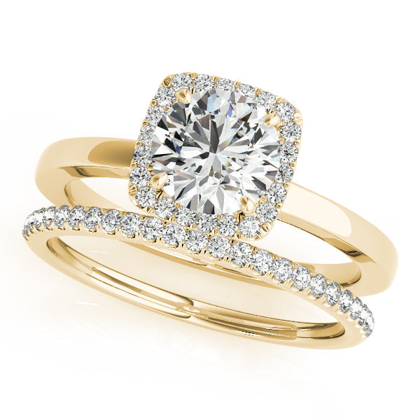 Regal Halo Round Diamond Engagement Ring in 10K/14K gold and platinum with certified lab-grown or natural diamonds
