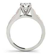 Crowned Single Row Round Diamond Engagement Ring in 10K/14K gold and platinum with certified lab-grown or natural diamonds
