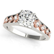 Crowned Single Row Round Diamond Engagement Ring in 10K/14K gold and platinum with certified lab-grown or natural diamonds