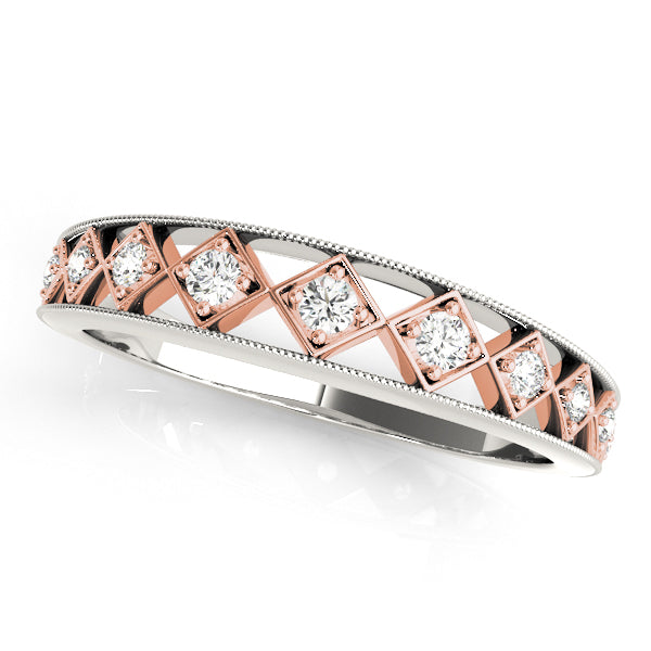 Two-Tone Prong in Channel Half Eternity Ring in 10K/14K gold and platinum with certified lab-grown or natural diamonds