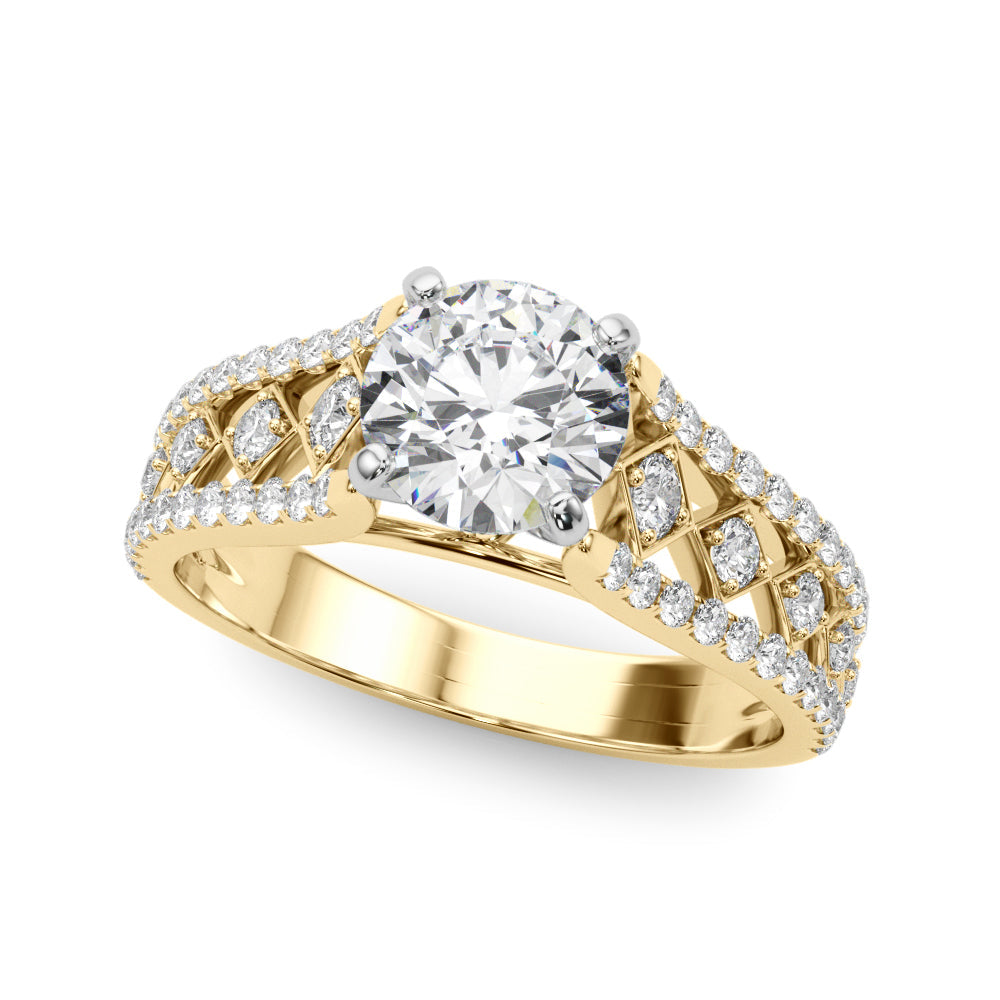 Graceful Multi-Row Round Diamond Engagement Ring in 10K/14K gold and platinum with certified lab-grown or natural diamonds