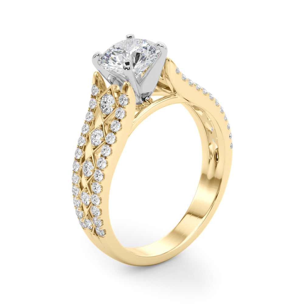 Graceful Multi-Row Round Diamond Engagement Ring in 10K/14K gold and platinum with certified lab-grown or natural diamonds