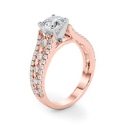 Graceful Multi-Row Round Diamond Engagement Ring in 10K/14K gold and platinum with certified lab-grown or natural diamonds
