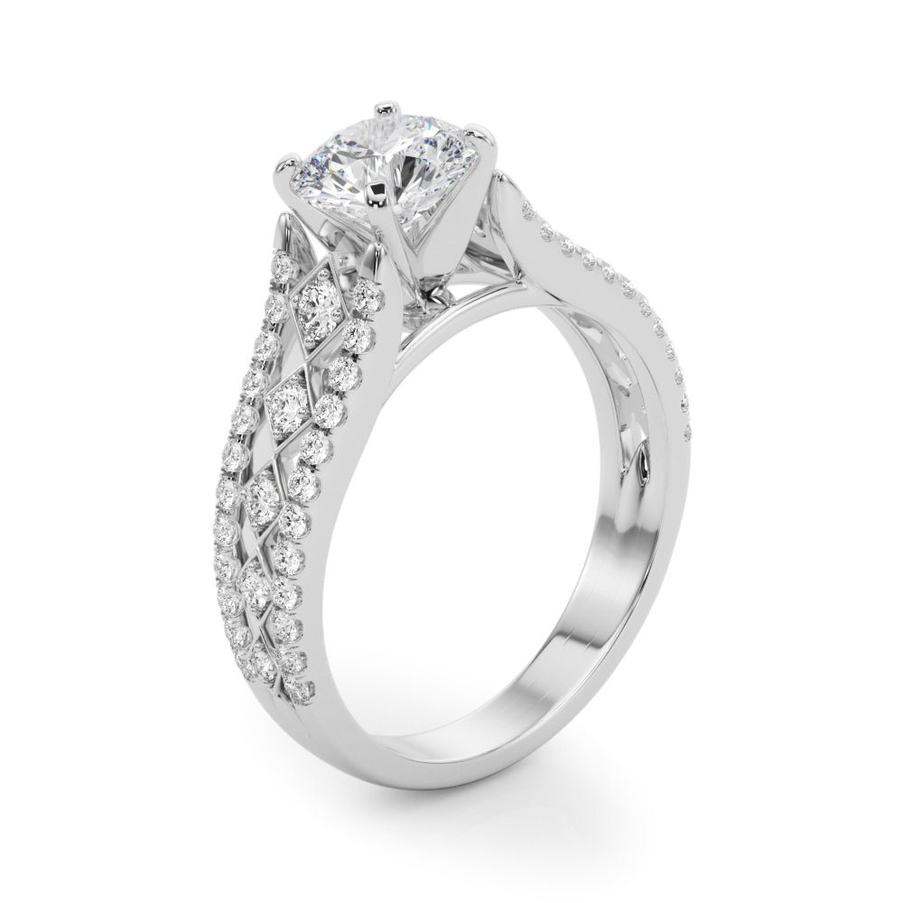 Graceful Multi-Row Round Diamond Engagement Ring in 10K/14K gold and platinum with certified lab-grown or natural diamonds