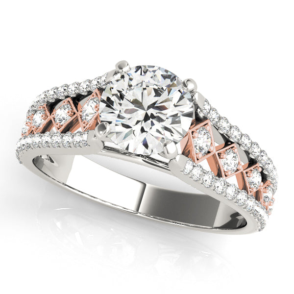 Graceful Multi-Row Round Diamond Engagement Ring in 10K/14K gold and platinum with certified lab-grown or natural diamonds
