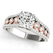 Graceful Multi-Row Round Diamond Engagement Ring in 10K/14K gold and platinum with certified lab-grown or natural diamonds