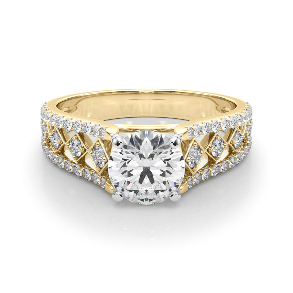 Graceful Multi-Row Round Diamond Engagement Ring in 10K/14K gold and platinum with certified lab-grown or natural diamonds