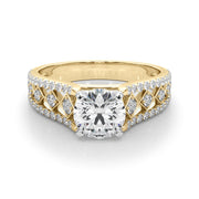 Graceful Multi-Row Round Diamond Engagement Ring in 10K/14K gold and platinum with certified lab-grown or natural diamonds