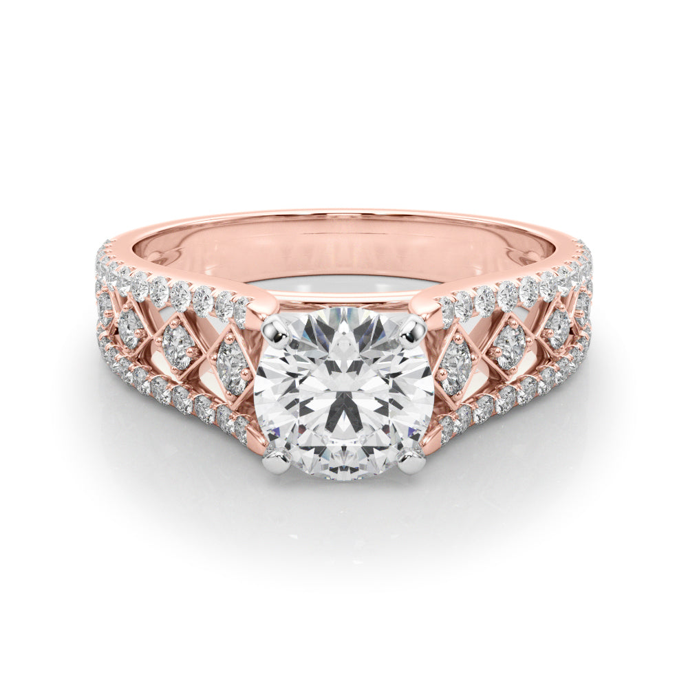 Graceful Multi-Row Round Diamond Engagement Ring in 10K/14K gold and platinum with certified lab-grown or natural diamonds