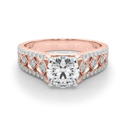 Graceful Multi-Row Round Diamond Engagement Ring in 10K/14K gold and platinum with certified lab-grown or natural diamonds