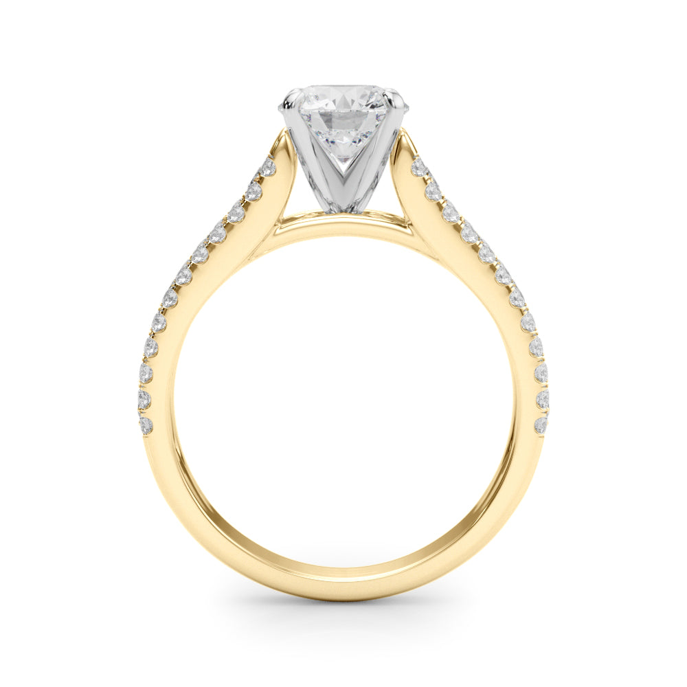 Graceful Multi-Row Round Diamond Engagement Ring in 10K/14K gold and platinum with certified lab-grown or natural diamonds