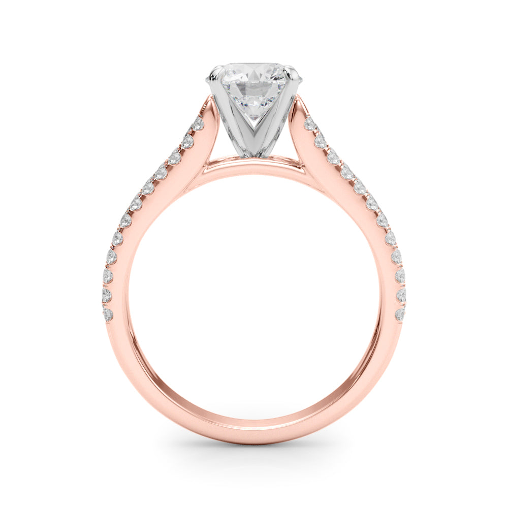 Graceful Multi-Row Round Diamond Engagement Ring in 10K/14K gold and platinum with certified lab-grown or natural diamonds