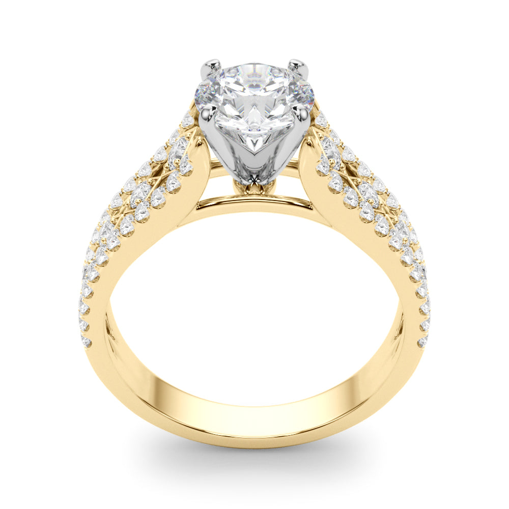 Graceful Multi-Row Round Diamond Engagement Ring in 10K/14K gold and platinum with certified lab-grown or natural diamonds