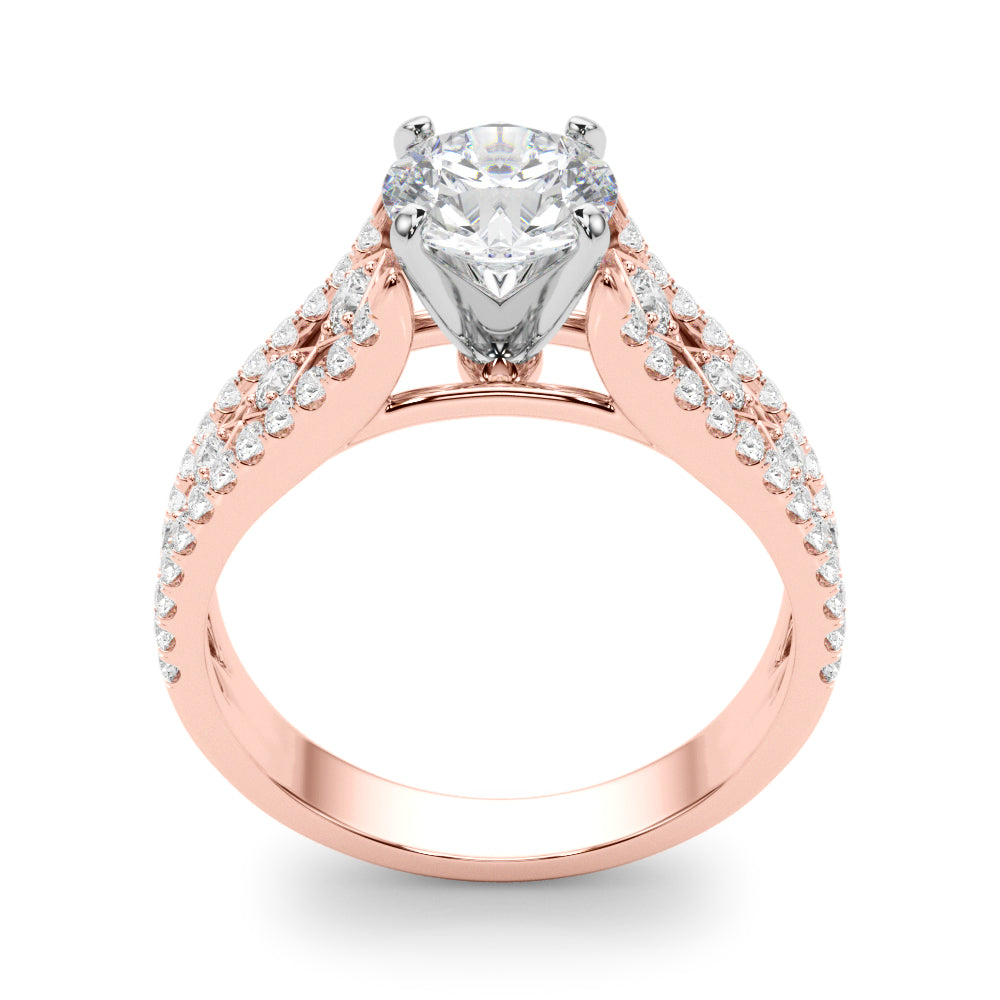 Graceful Multi-Row Round Diamond Engagement Ring in 10K/14K gold and platinum with certified lab-grown or natural diamonds