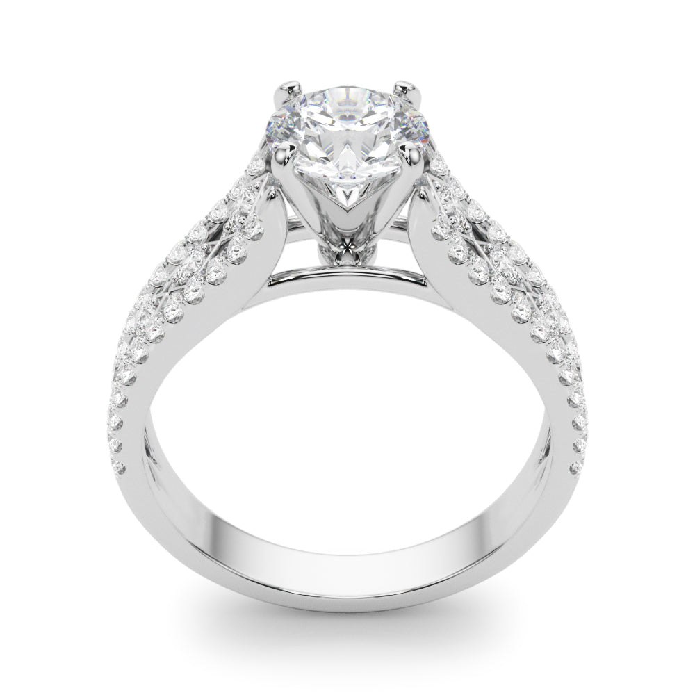 Graceful Multi-Row Round Diamond Engagement Ring in 10K/14K gold and platinum with certified lab-grown or natural diamonds