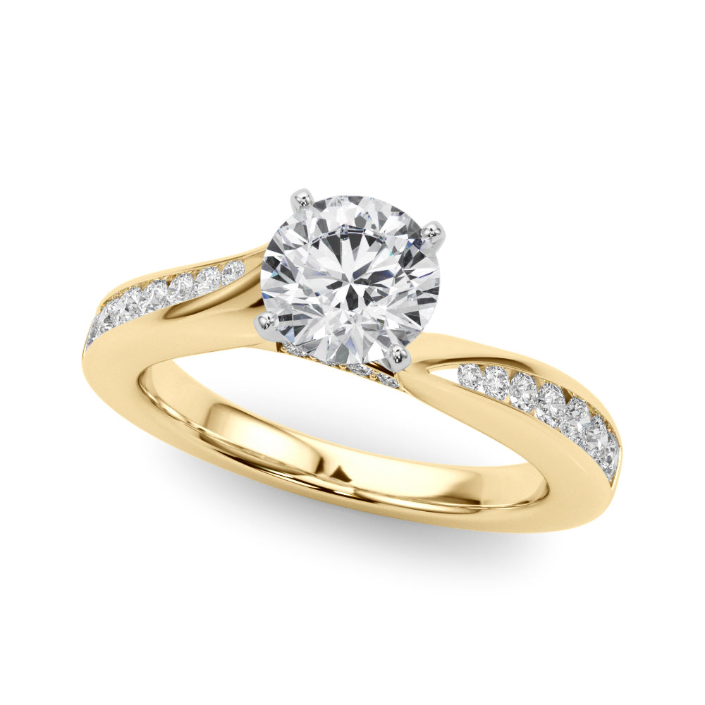 Pristine Prong-Set Round Diamond Engagement Ring in 10K/14K gold and platinum with certified lab-grown or natural diamonds