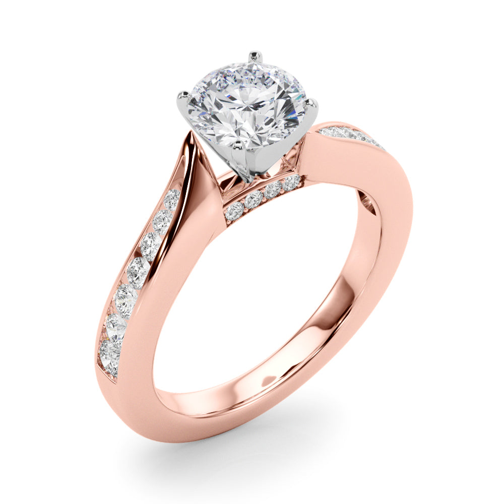 Pristine Prong-Set Round Diamond Engagement Ring in 10K/14K gold and platinum with certified lab-grown or natural diamonds