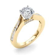 Pristine Prong-Set Round Diamond Engagement Ring in 10K/14K gold and platinum with certified lab-grown or natural diamonds