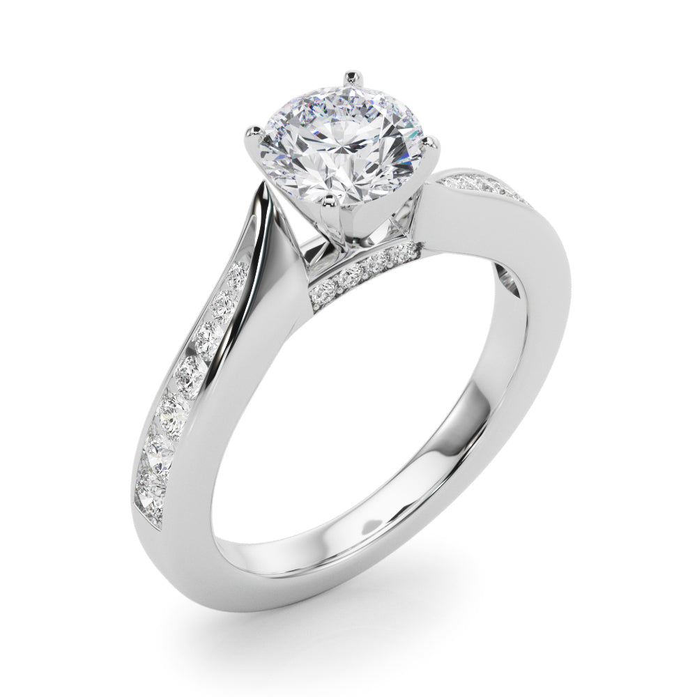 Pristine Prong-Set Round Diamond Engagement Ring in 10K/14K gold and platinum with certified lab-grown or natural diamonds