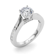 Pristine Prong-Set Round Diamond Engagement Ring in 10K/14K gold and platinum with certified lab-grown or natural diamonds