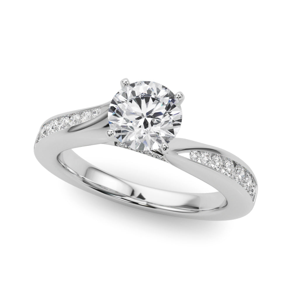 Pristine Prong-Set Round Diamond Engagement Ring in 10K/14K gold and platinum with certified lab-grown or natural diamonds
