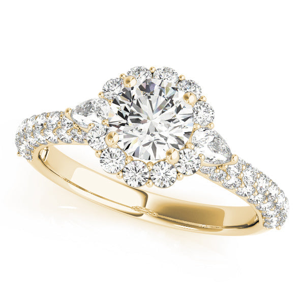 Resplendent Pave Mult Row Round Diamond Engagement Ring in 10K/14K gold and platinum with certified lab-grown or natural diamonds