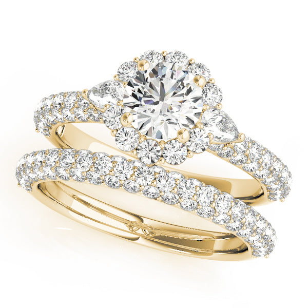 Resplendent Pave Mult Row Round Diamond Engagement Ring in 10K/14K gold and platinum with certified lab-grown or natural diamonds