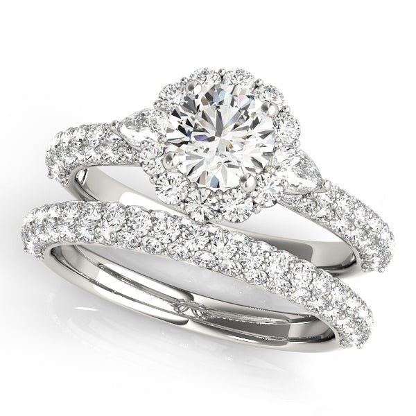 Resplendent Pave Mult Row Round Diamond Engagement Ring in 10K/14K gold and platinum with certified lab-grown or natural diamonds