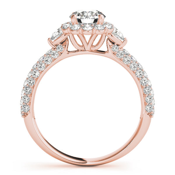 Resplendent Pave Mult Row Round Diamond Engagement Ring in 10K/14K gold and platinum with certified lab-grown or natural diamonds