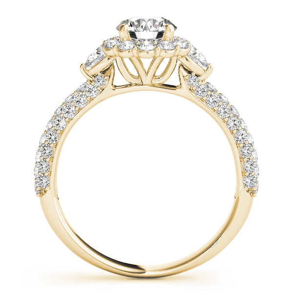 Resplendent Pave Mult Row Round Diamond Engagement Ring in 10K/14K gold and platinum with certified lab-grown or natural diamonds