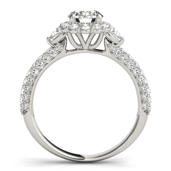Resplendent Pave Mult Row Round Diamond Engagement Ring in 10K/14K gold and platinum with certified lab-grown or natural diamonds