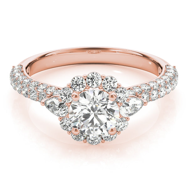 Resplendent Pave Mult Row Round Diamond Engagement Ring in 10K/14K gold and platinum with certified lab-grown or natural diamonds