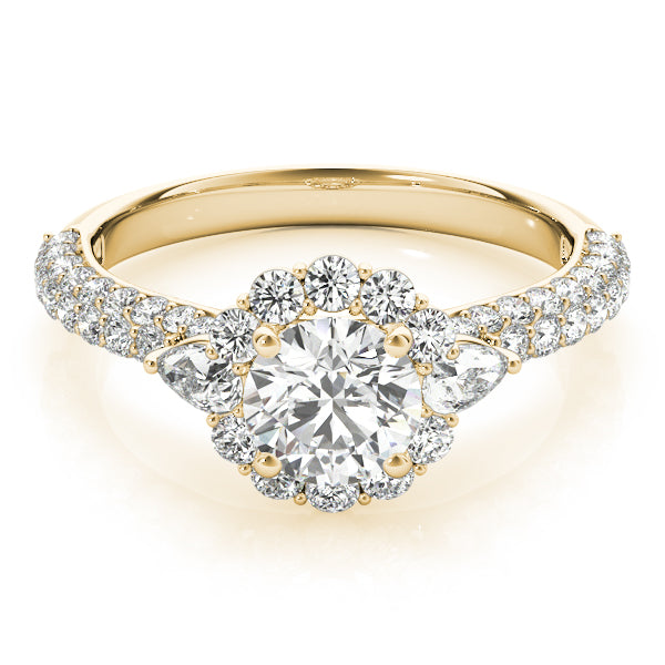 Resplendent Pave Mult Row Round Diamond Engagement Ring in 10K/14K gold and platinum with certified lab-grown or natural diamonds