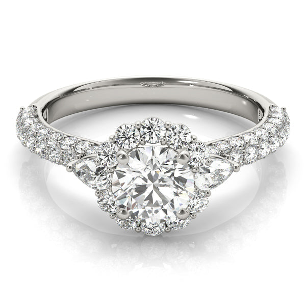 Resplendent Pave Mult Row Round Diamond Engagement Ring in 10K/14K gold and platinum with certified lab-grown or natural diamonds