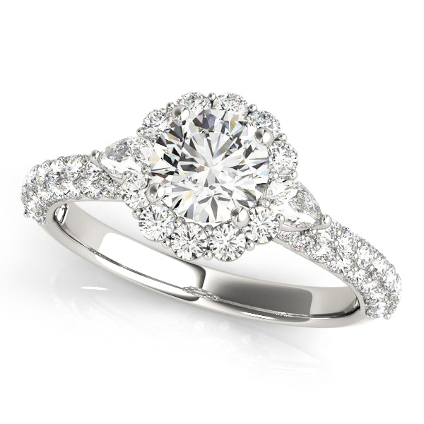 Resplendent Pave Mult Row Round Diamond Engagement Ring in 10K/14K gold and platinum with certified lab-grown or natural diamonds