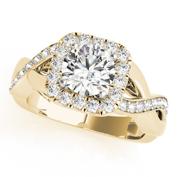 Cherished Halo Round Diamond Engagement Ring in 10K/14K gold and platinum with certified lab-grown or natural diamonds