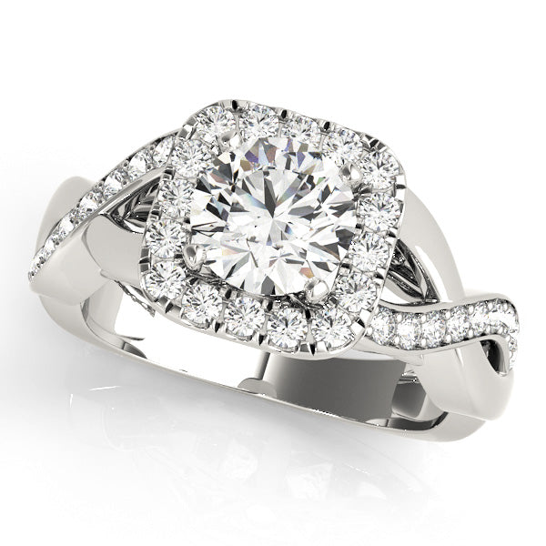 Cherished Halo Round Diamond Engagement Ring in 10K/14K gold and platinum with certified lab-grown or natural diamonds