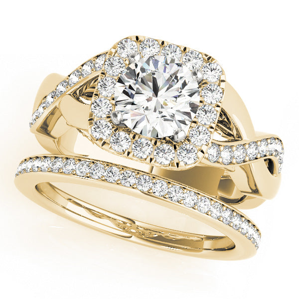 Cherished Halo Round Diamond Engagement Ring in 10K/14K gold and platinum with certified lab-grown or natural diamonds