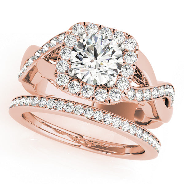 Cherished Halo Round Diamond Engagement Ring in 10K/14K gold and platinum with certified lab-grown or natural diamonds