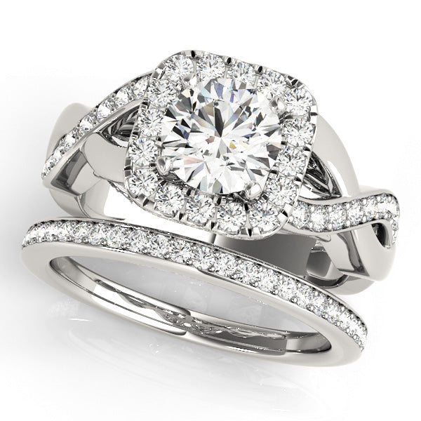 Cherished Halo Round Diamond Engagement Ring in 10K/14K gold and platinum with certified lab-grown or natural diamonds