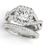 Cherished Halo Round Diamond Engagement Ring in 10K/14K gold and platinum with certified lab-grown or natural diamonds
